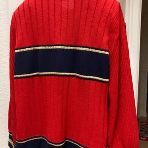 St. John Collection Top - Sweater -  Size LARGE -Red, Blue & Gold
